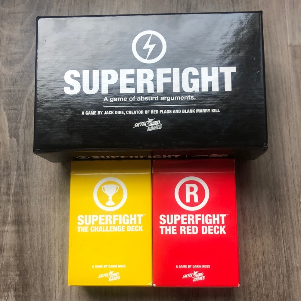 Superfight card game plus two expansion packs